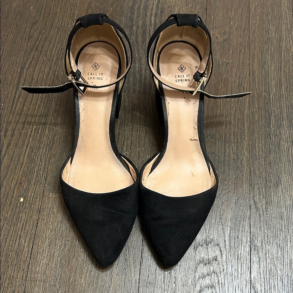 Call It Spring Black Ankle Strap Heels